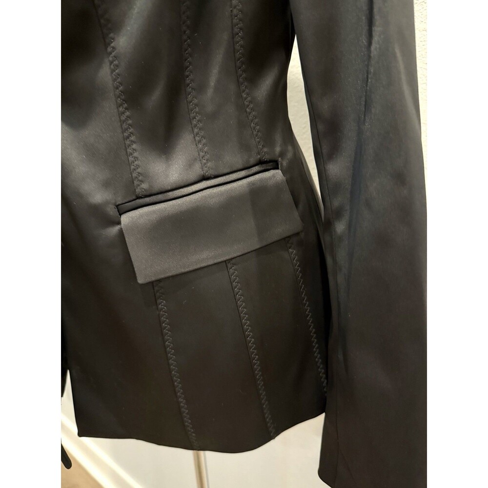 Marciano Women Black Noir Tuxedo Blazer NWT Size 10 Shawl Lapel Flare Back $278 - Picture 6 of 16
